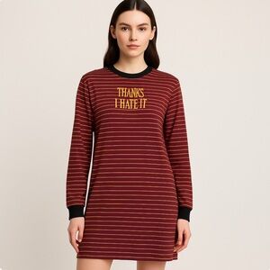 Hot Topic “Thanks I Hate It” Striped T-shirt Dress XS Goth Grunge Sarcastic